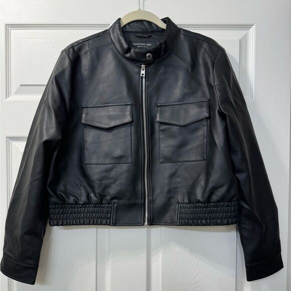 Andrew Marc Jackets & Blazers - New Marc New York by Andrew Marc Faux Leather Black Bomber Jacket Women’s Sz L